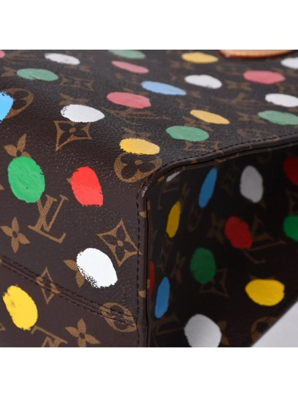 Louis Vuitton On The Go MM Yayoi Kusama Shoulder Bag 2-Way Leather Monogram